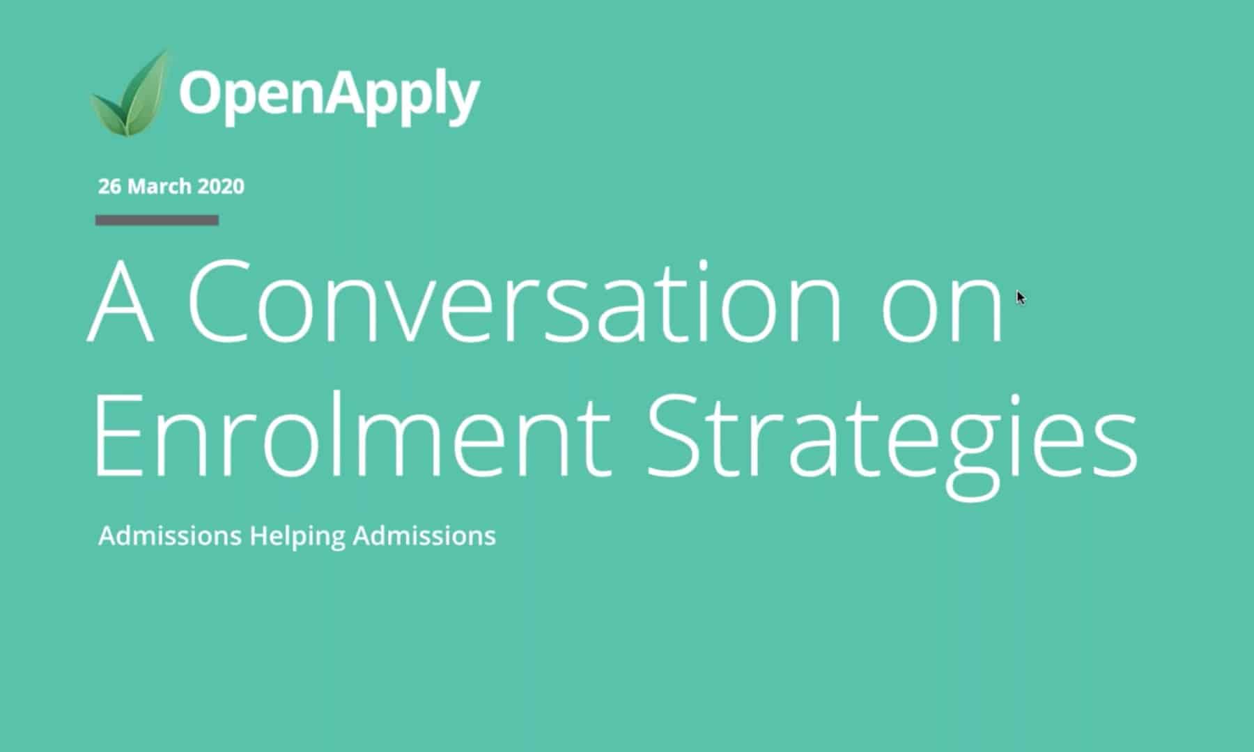 Admissions Helping Admissions: A Conversation About Enrolment Strategies